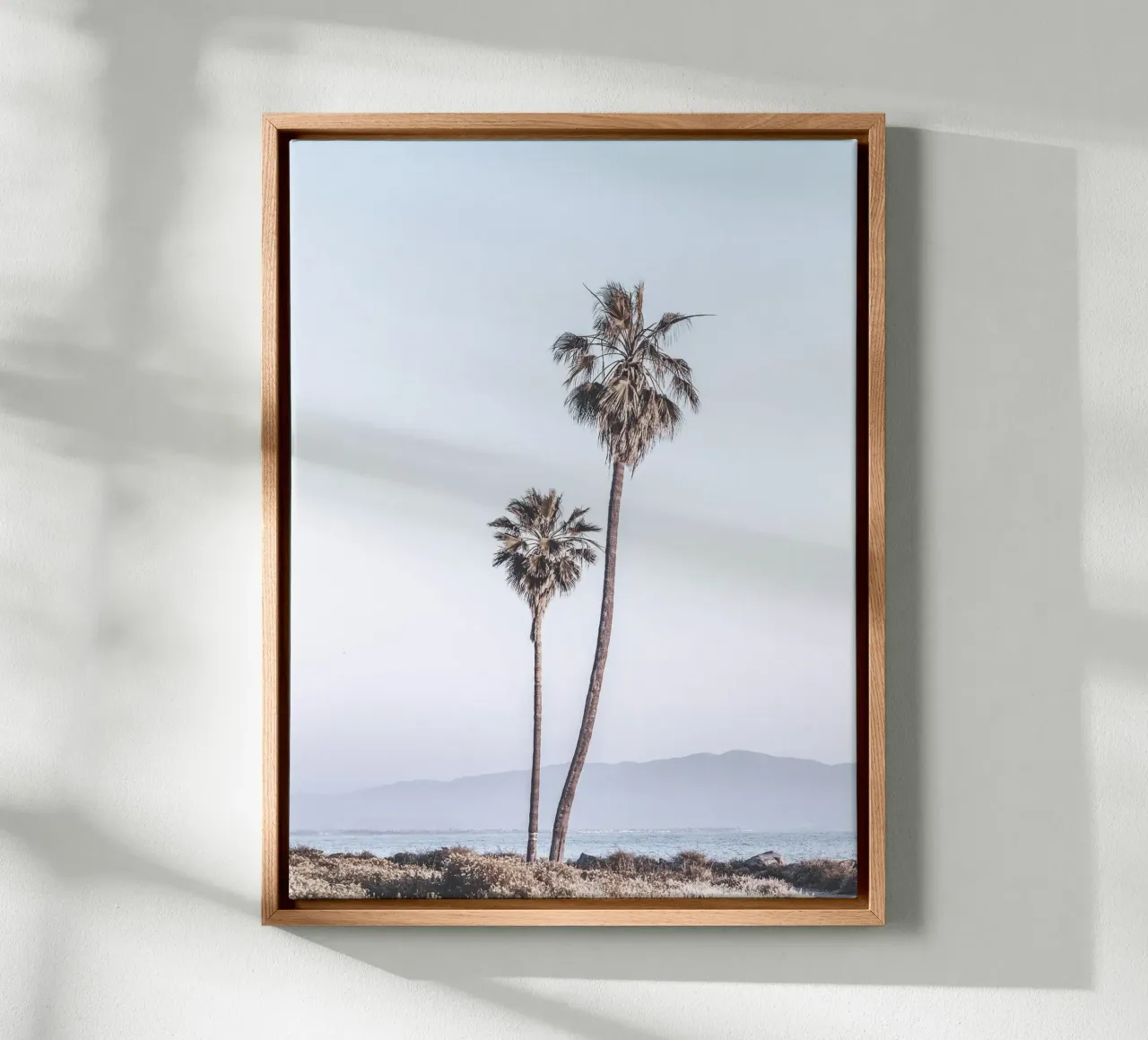 Palm trees and coast - Tropical nature motif canvas with Floater frame by Whole©