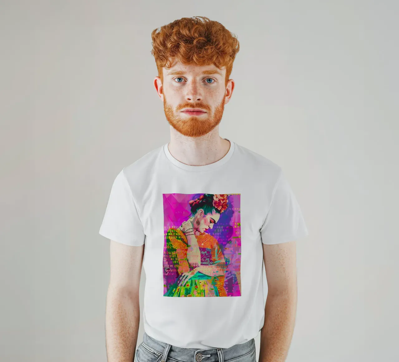 Frida popart floreale t-shirt da Carinaprint