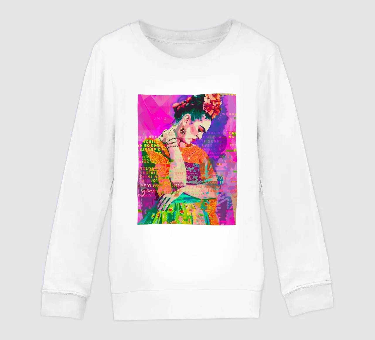 Frida popart floreale felpa bambino da Carinaprint