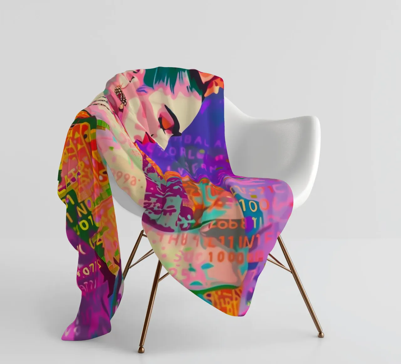 Frida popart floreale coperta in pile da Carinaprint