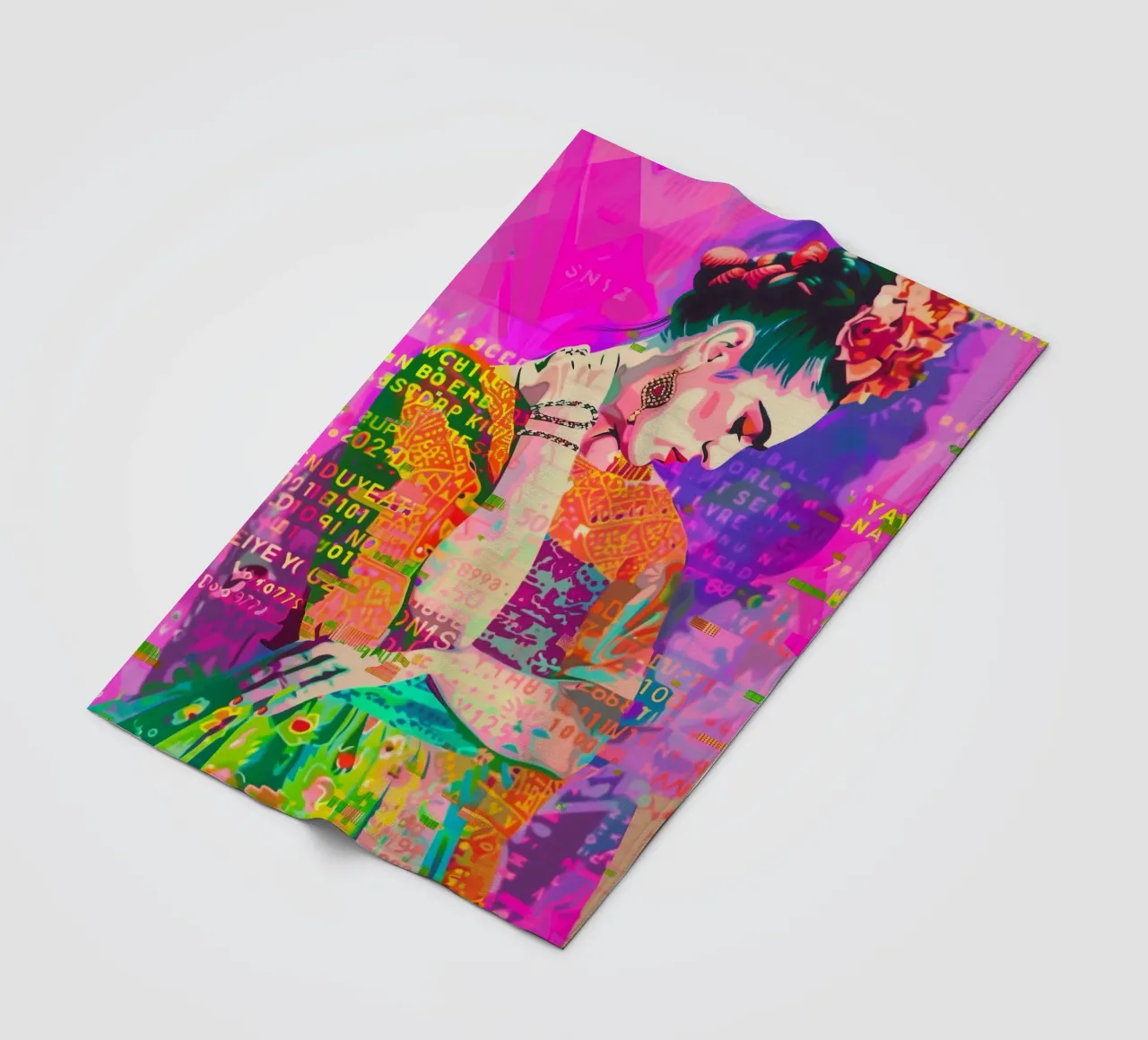 Frida popart floreale coperta in pile da Carinaprint