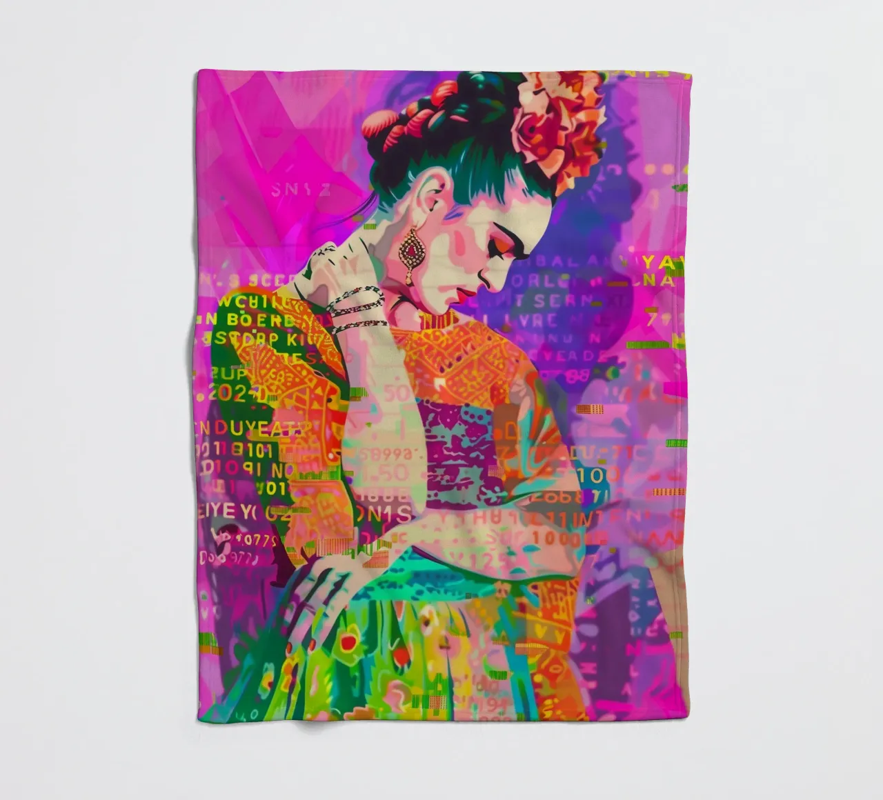 Frida popart floreale coperta in pile da Carinaprint