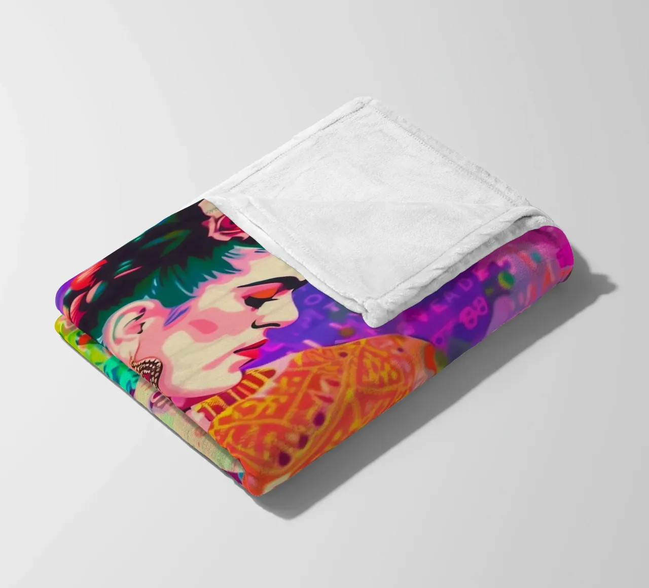 Frida popart floreale coperta in pile da Carinaprint