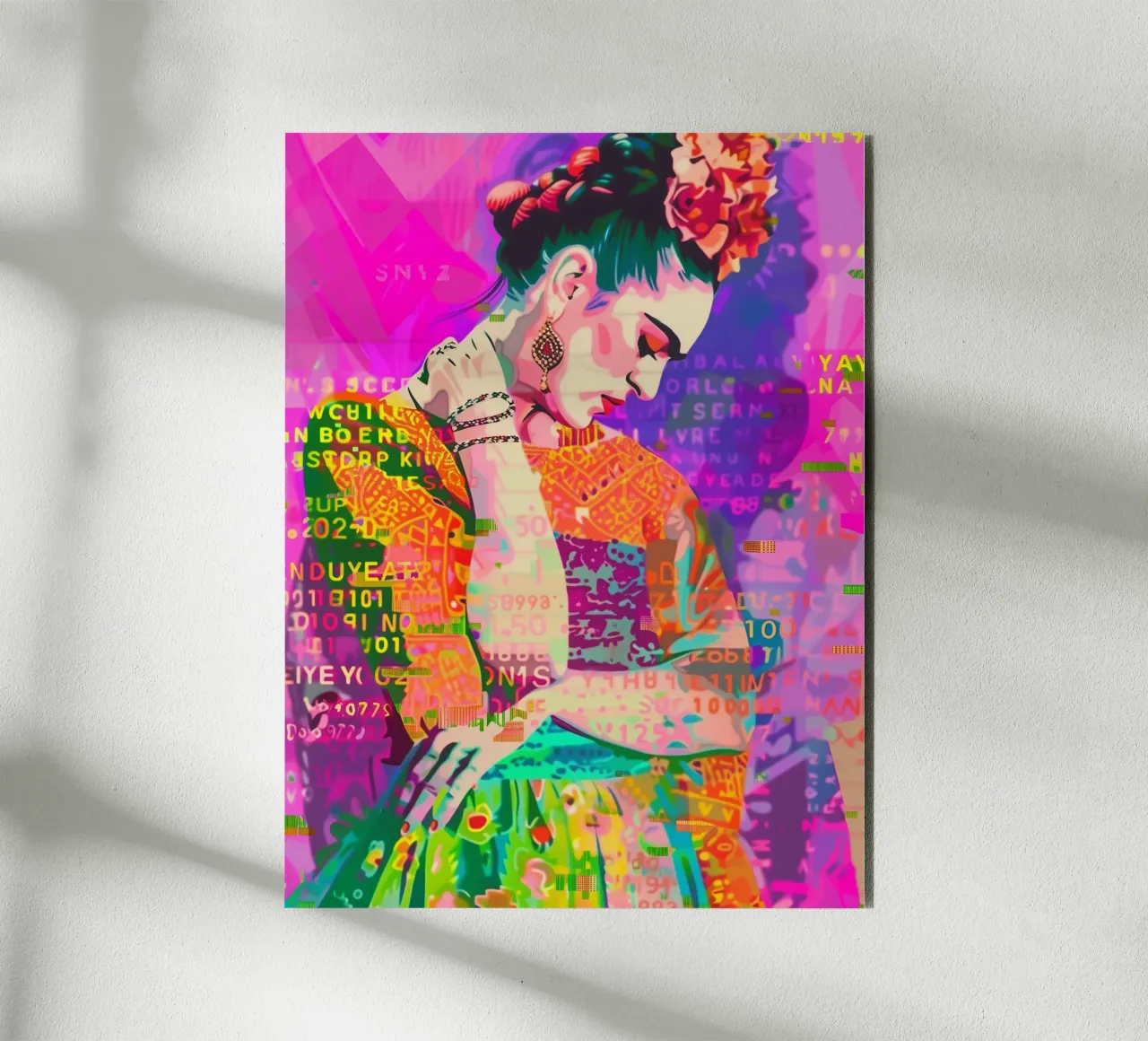 Frida popart floreale alluminio dibond da Carinaprint