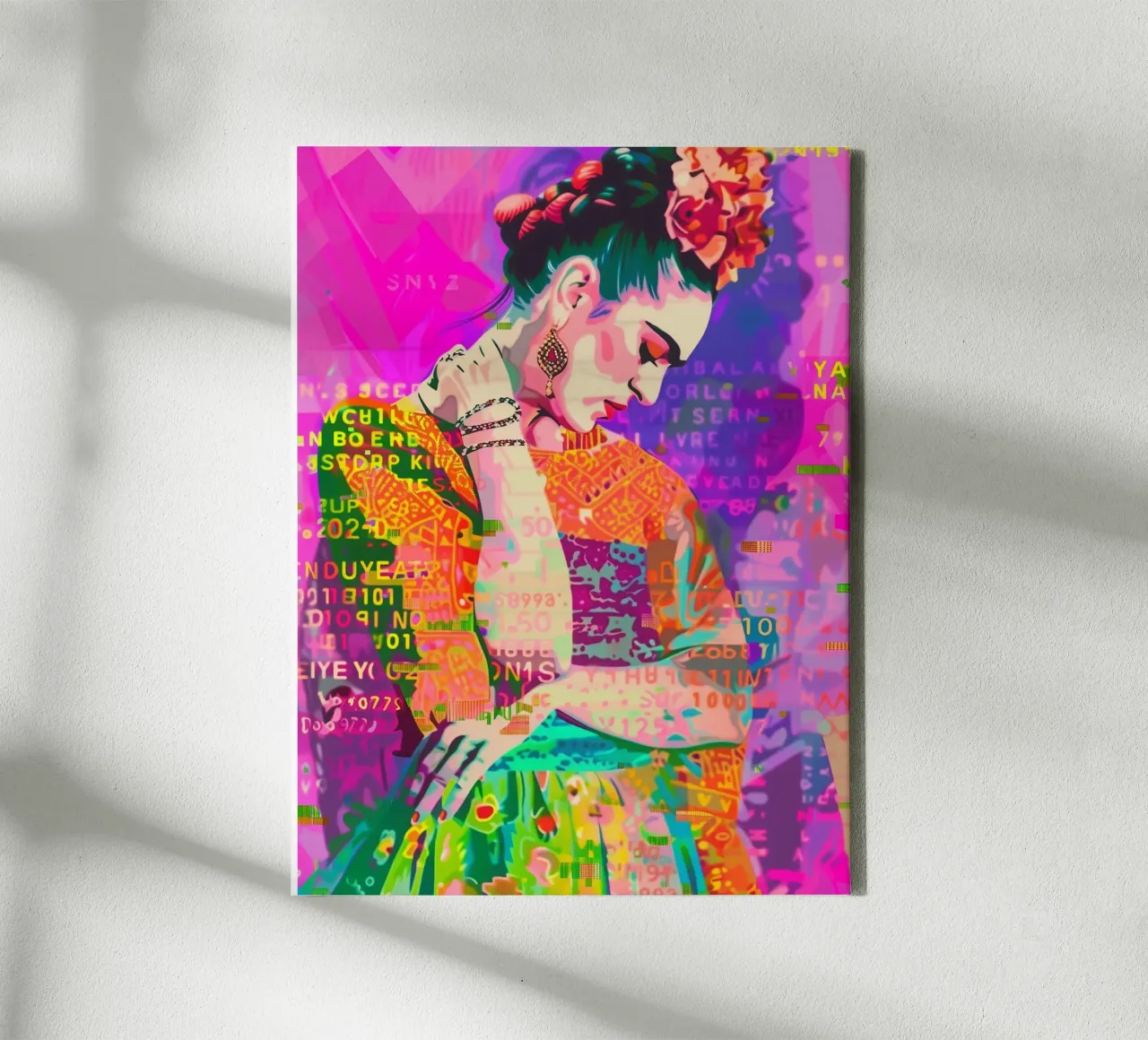 Frida popart floreale tela con Cornice a cassetta da Carinaprint