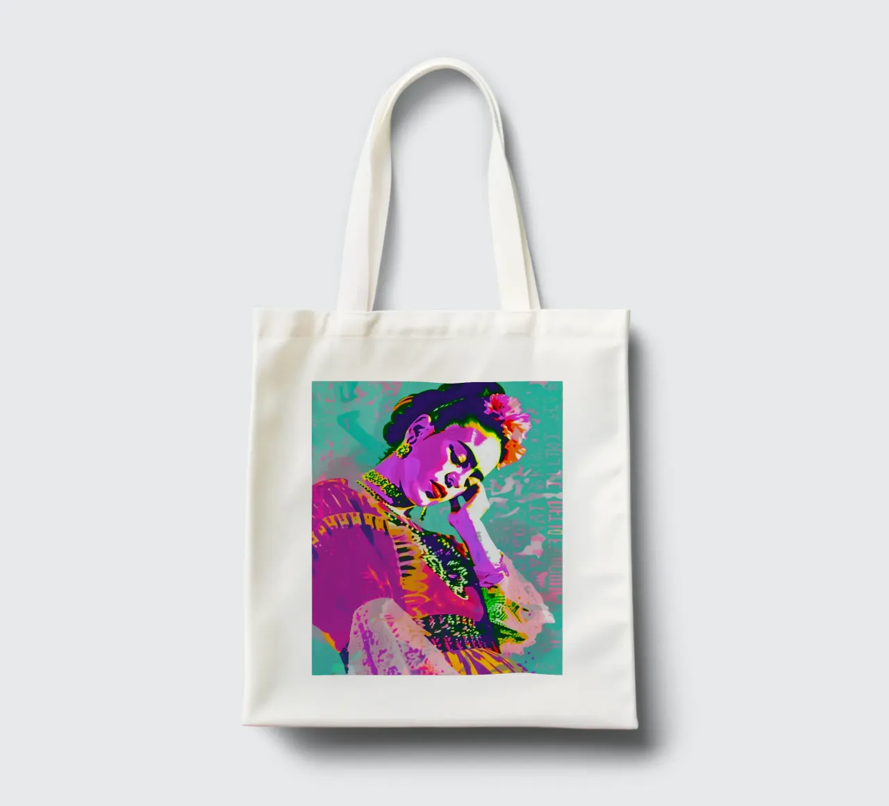 Bunte pop art Frida borsa in juta da Carinaprint