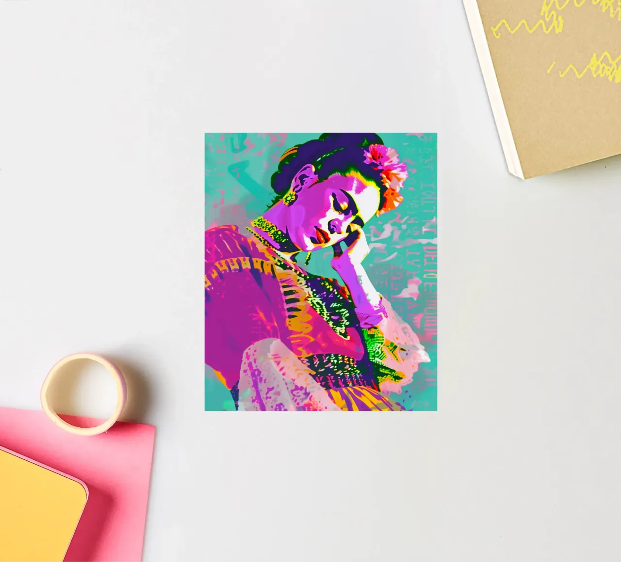 Bunte pop art Frida sticker by Carinaprint