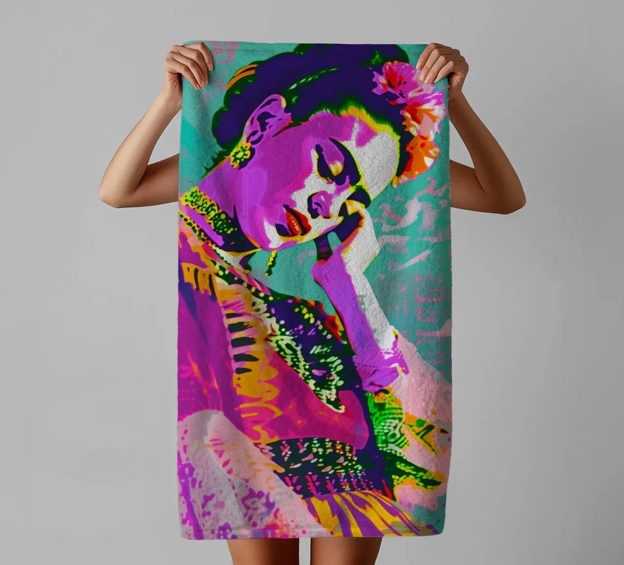 Bunte pop art Frida asciugamano da bagno da Carinaprint