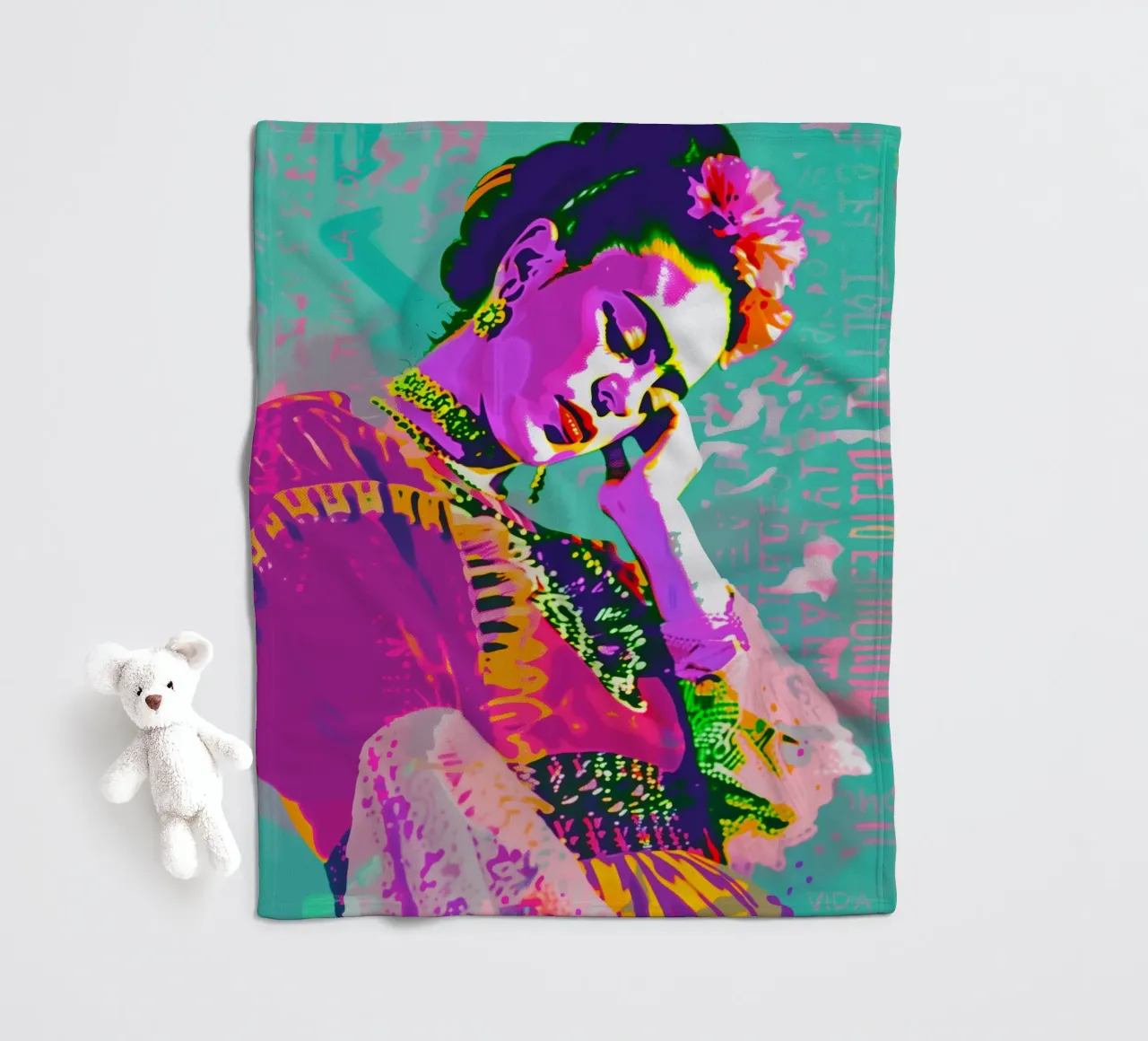 Bunte pop art Frida coperta in pile da Carinaprint