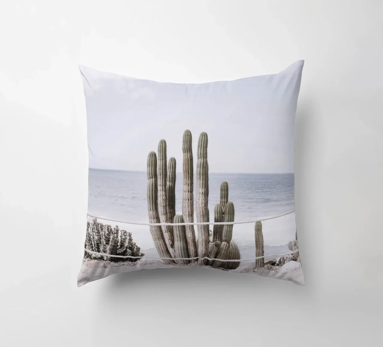 Cacti by the sea - coastal design in touch with nature decorative cushion by Whole©