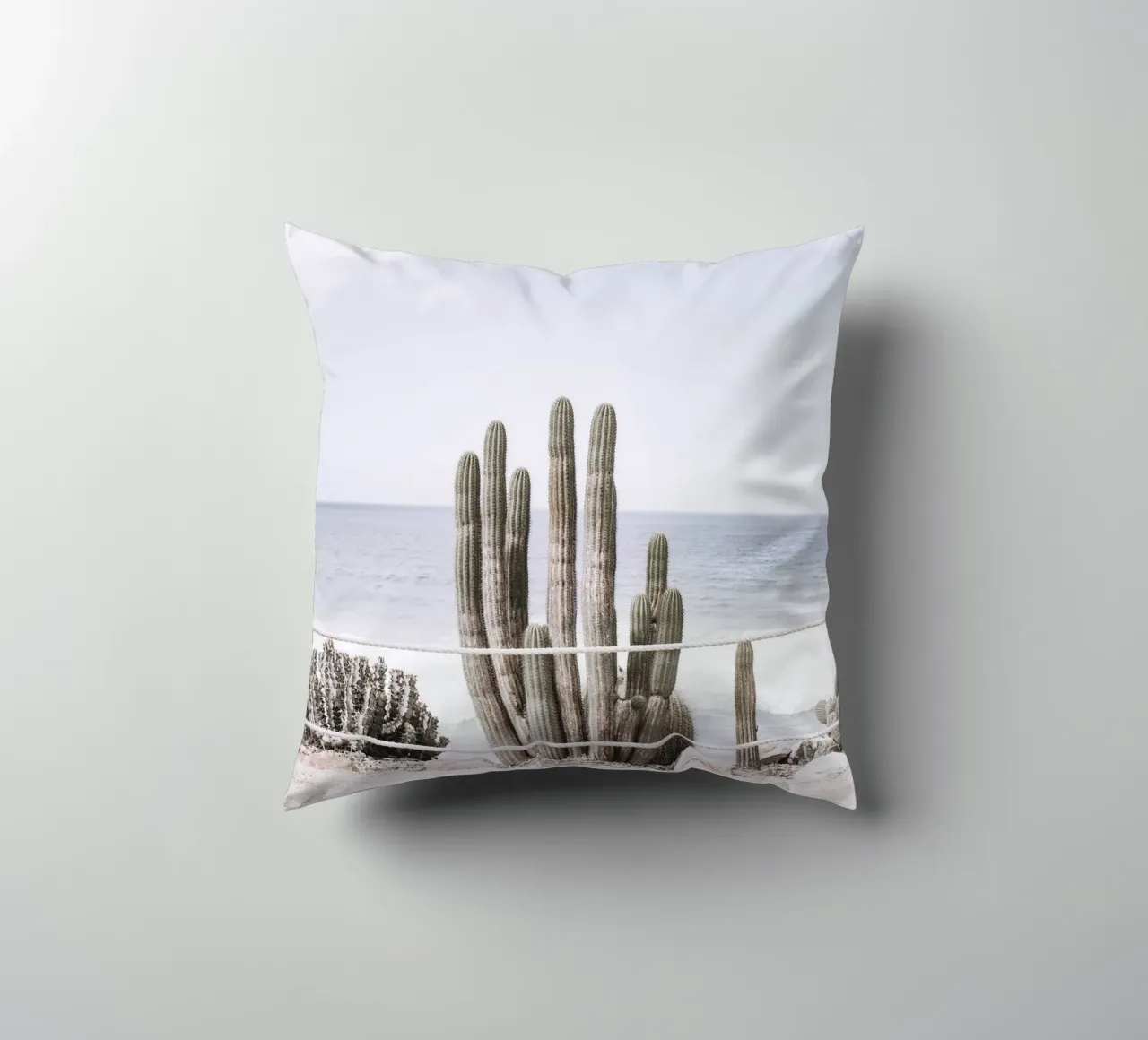 Cacti by the sea - coastal design in touch with nature decorative cushion by Whole©