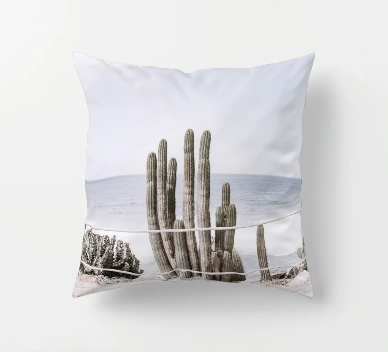 Cacti by the sea - coastal design in touch with nature decorative cushion by Whole©