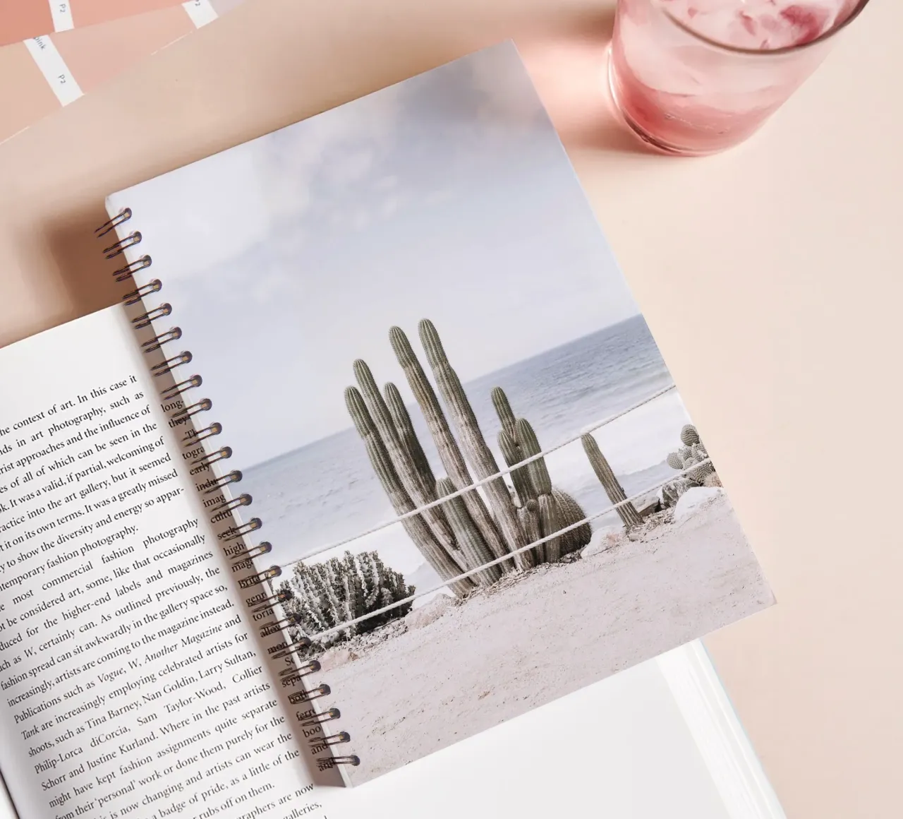 Cacti by the sea - coastal design in touch with nature spiral notebook by Whole©
