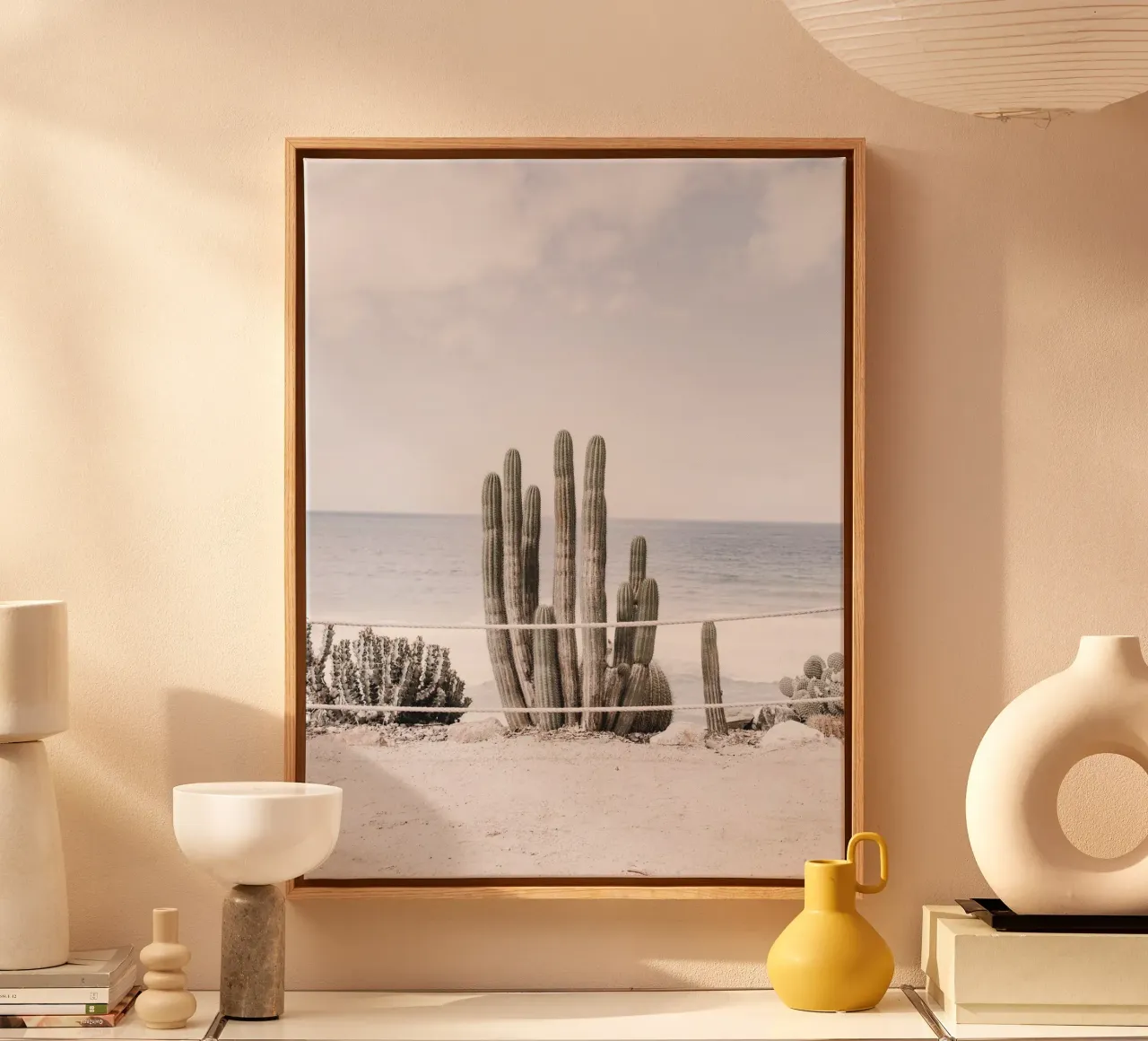 Cacti by the sea - coastal design in touch with nature canvas by Whole©