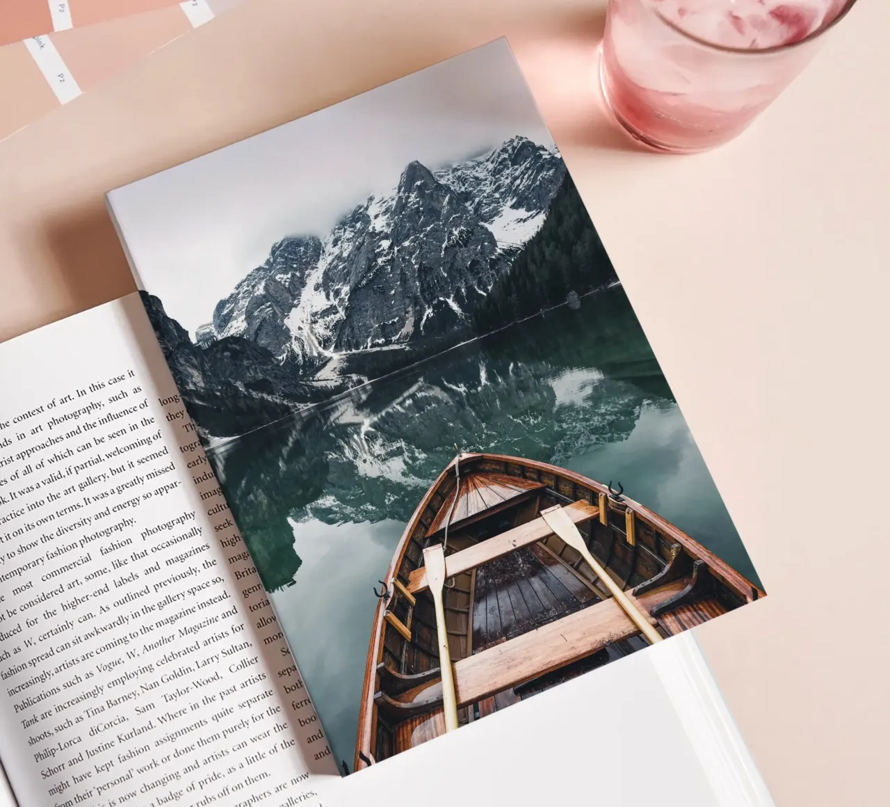 Boat and mountains - nature adventures on the lake notebook by Whole©