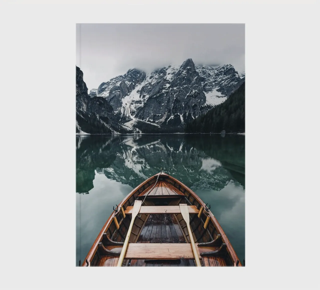Boat and mountains - nature adventures on the lake notebook by Whole©