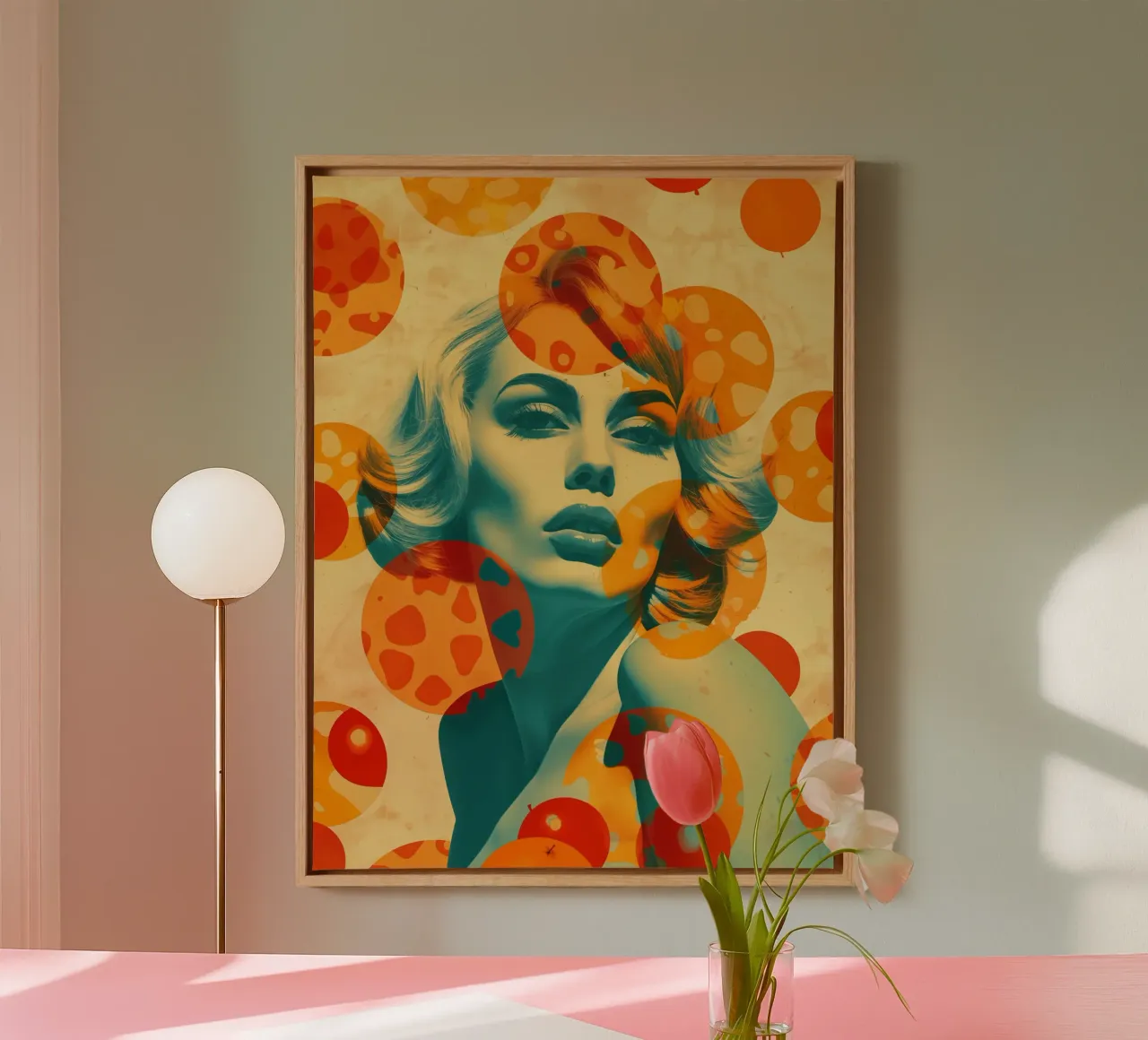 Bionda iconica con un look retrò tela con Cornice a cassetta da Autofocus