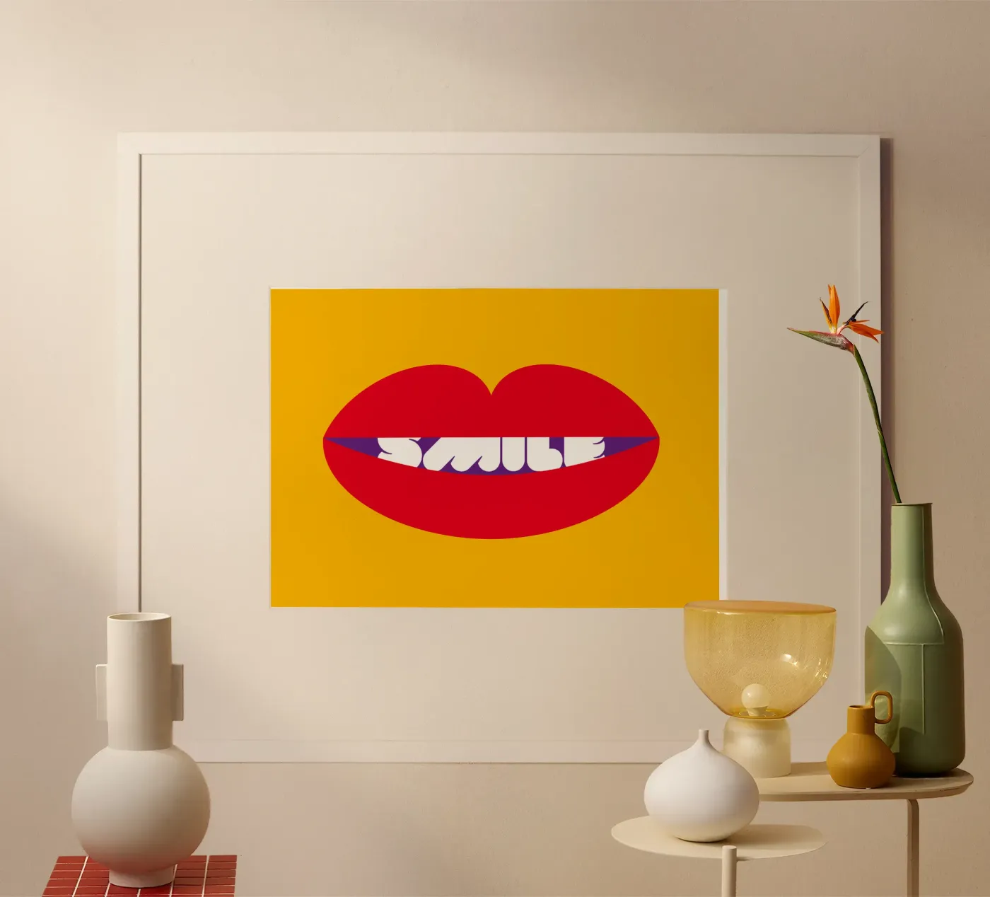Poster Pop Art con volto, bocca rossa, decorazione murale di grande impatto, Be You poster da Formhelden