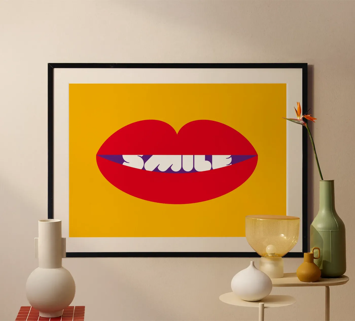 Poster Pop Art con volto, bocca rossa, decorazione murale di grande impatto, Be You poster da Formhelden