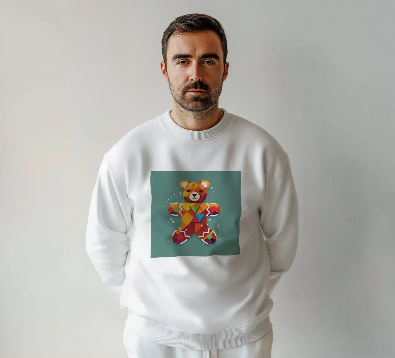 Orsetto geometrico di pan di zenzero - Design natalizio festoso felpa da namosh