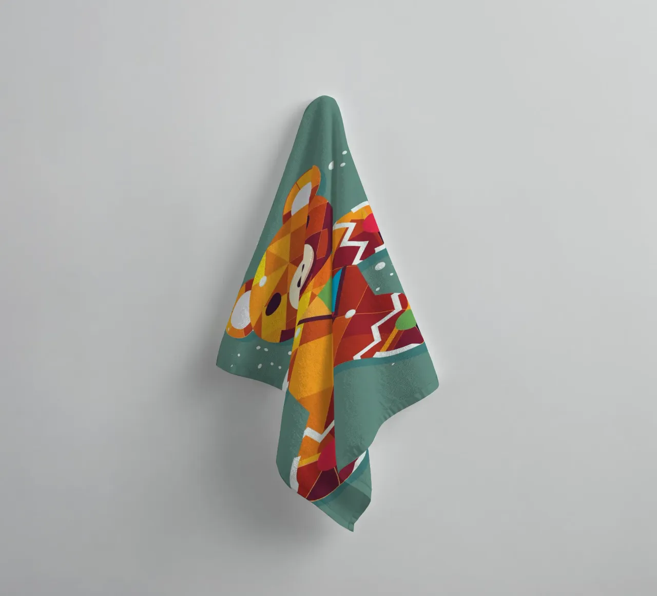 Geometric gingerbread bear - Festive Christmas design towel by namosh