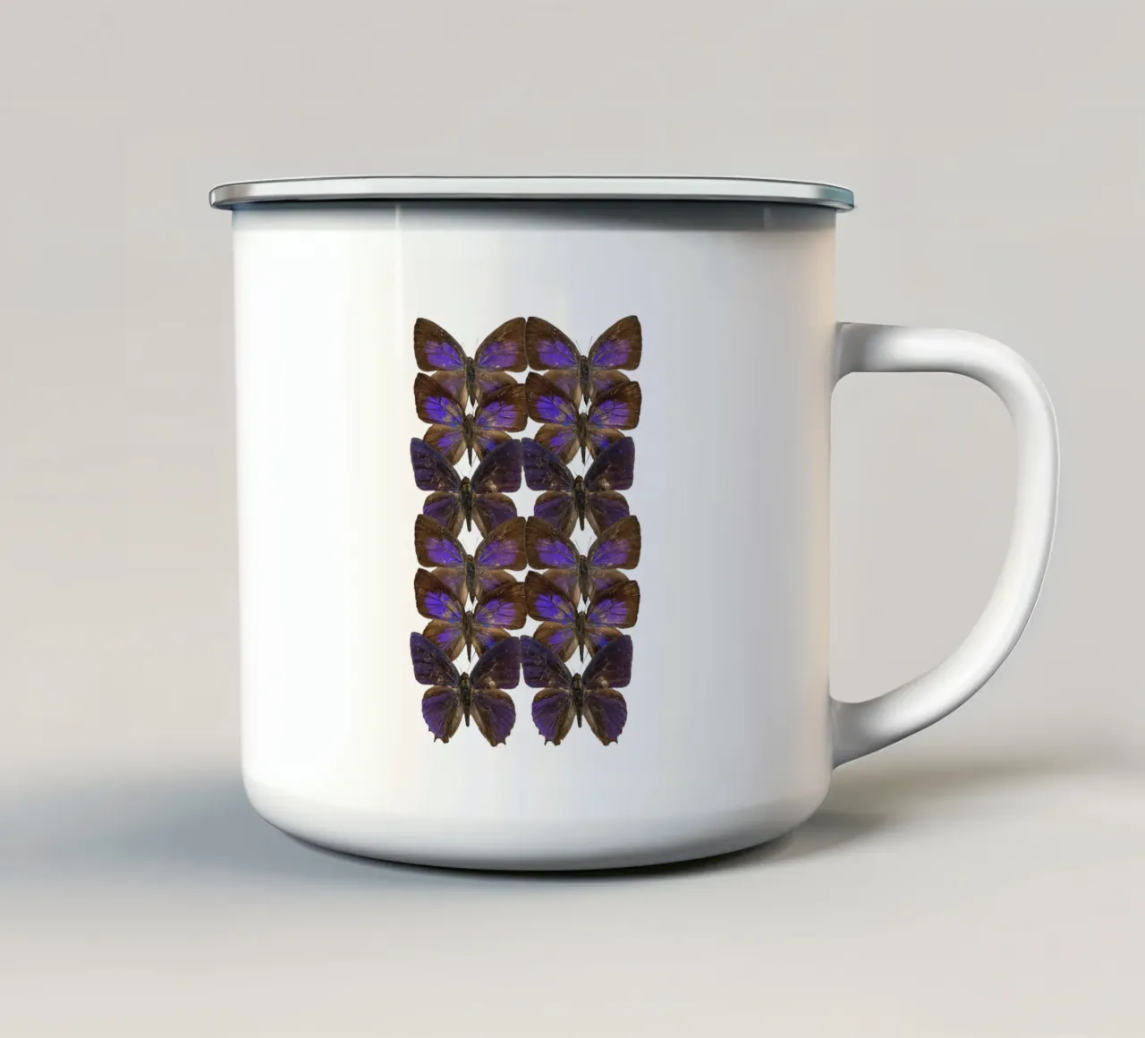 Farfalle viola/marrone tazza in smalto da Curious Collections by Marielle Leenders