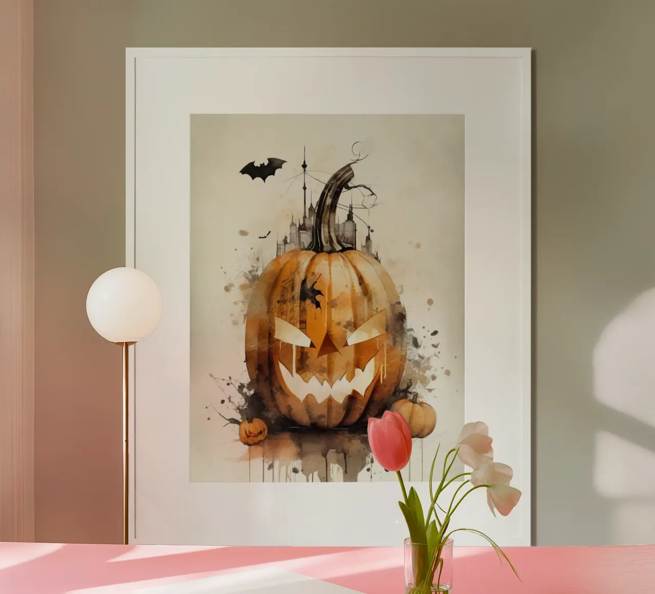Opere d'arte su zucca per Halloween II poster con telaio in alluminio da ArtDesign by KBK