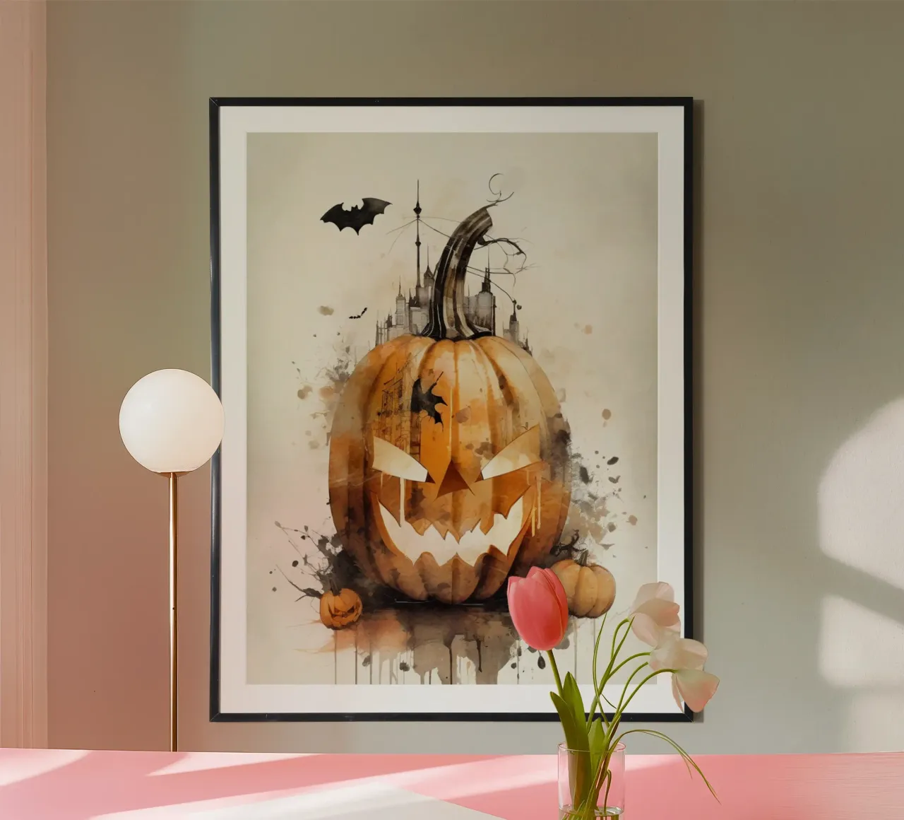 Opere d'arte su zucca per Halloween II poster con telaio in alluminio da ArtDesign by KBK