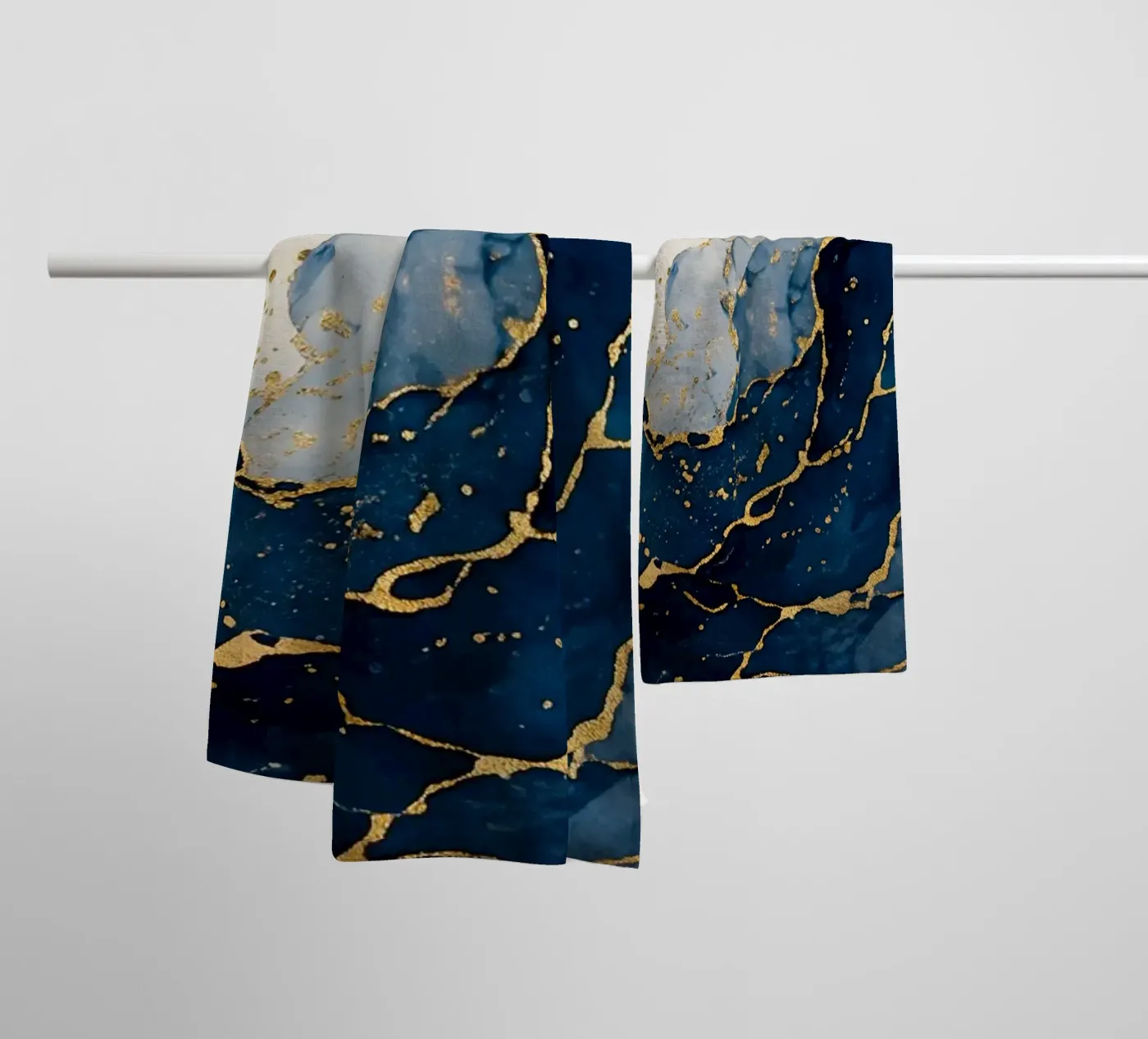 Navy current towel by WijdevenPrints