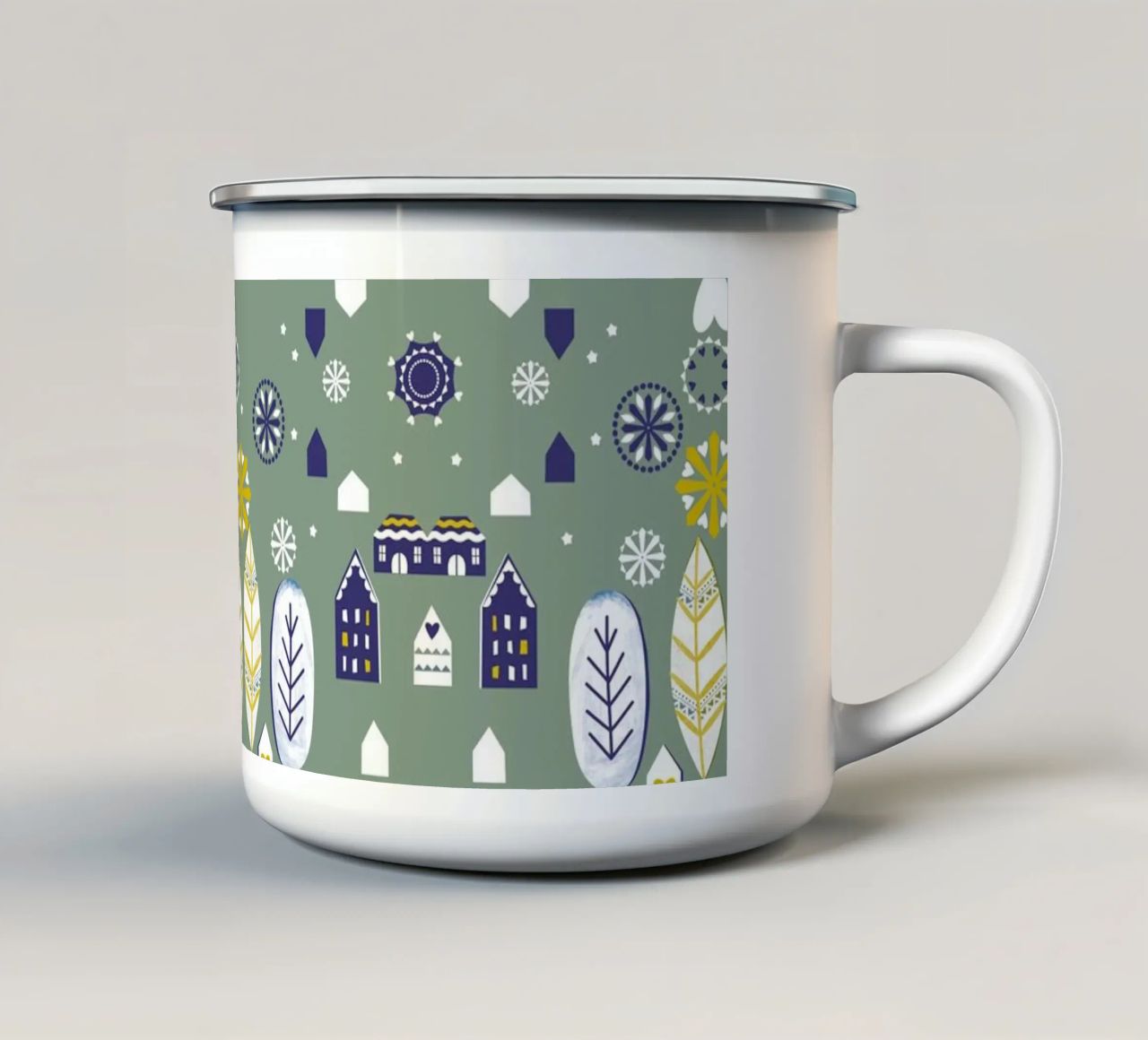 Scandi Pattern Emaille Tasse von Catherine Aguilar