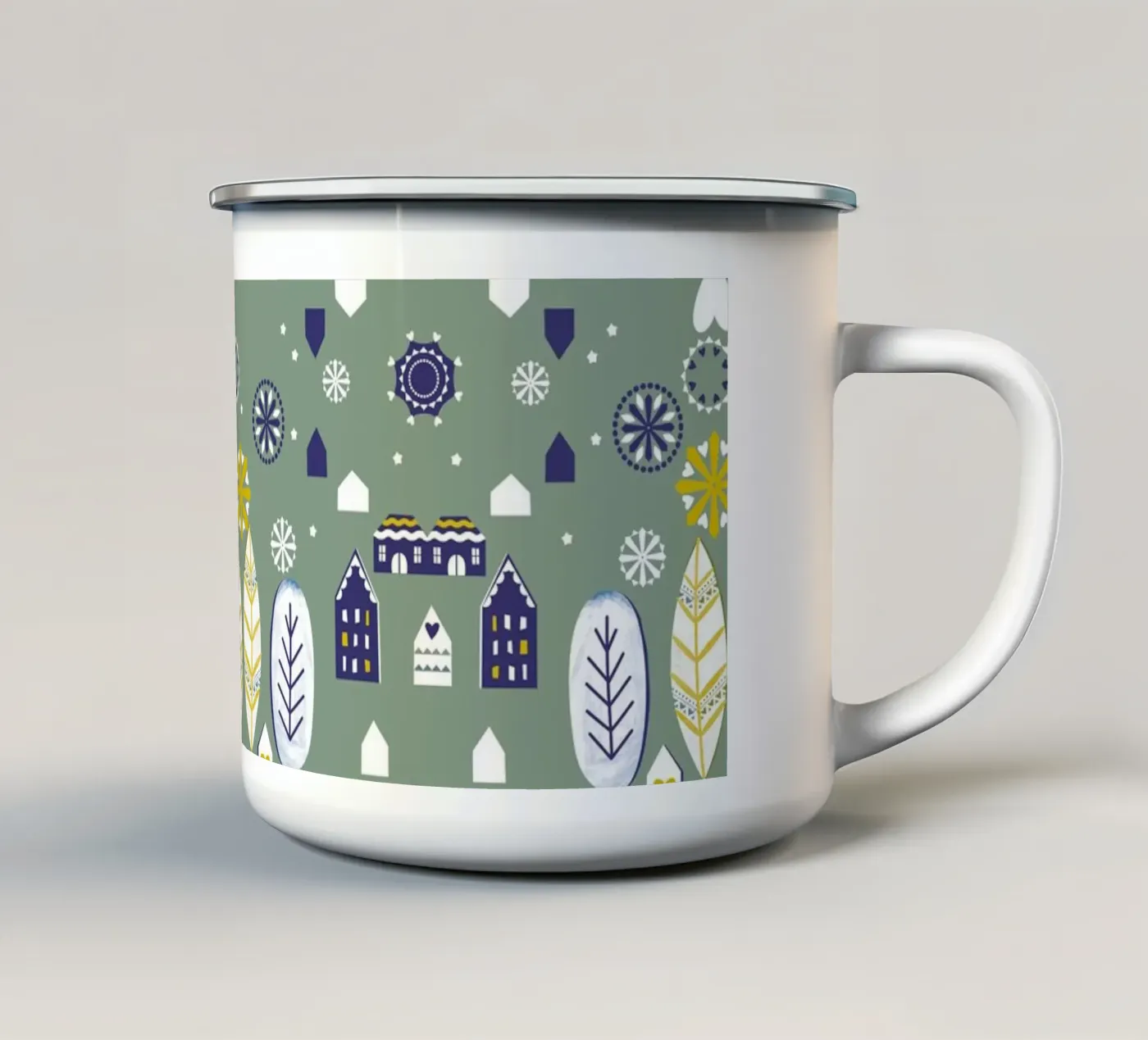 Scandi Pattern enamel mug by Catherine Aguilar