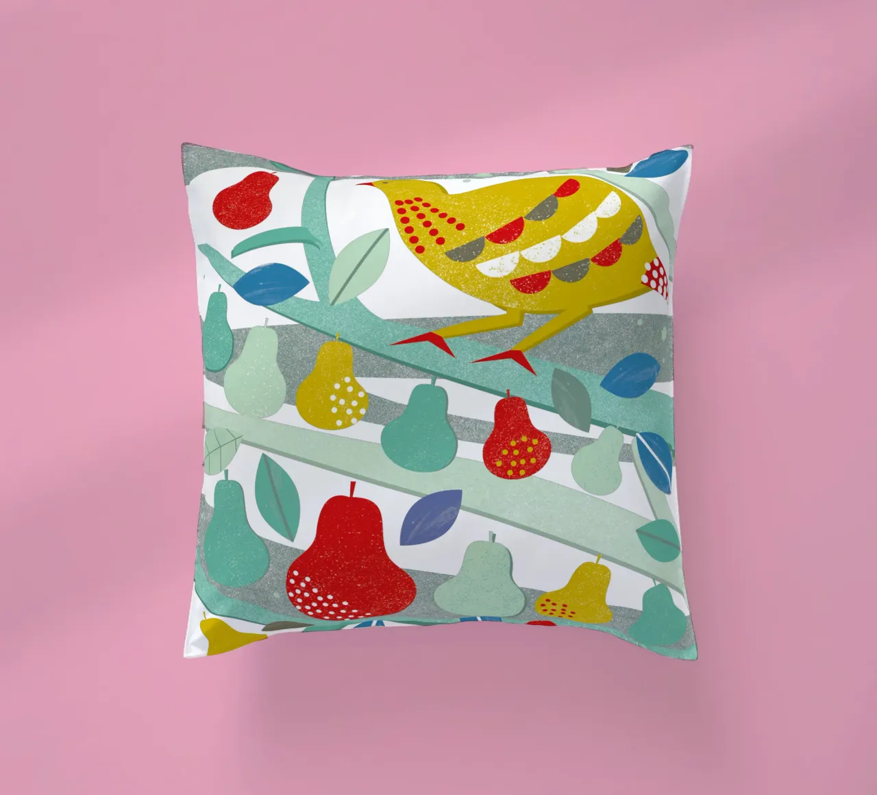 Partridge In A Pear Tree cuscino da Catherine Aguilar