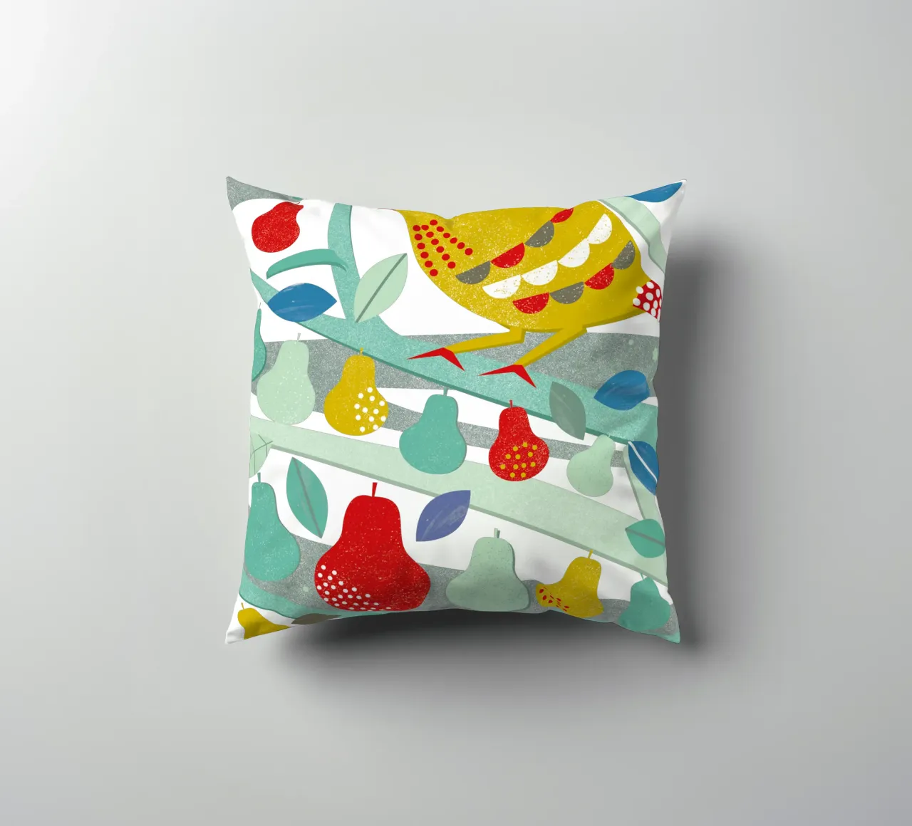 Partridge In A Pear Tree cuscino da Catherine Aguilar