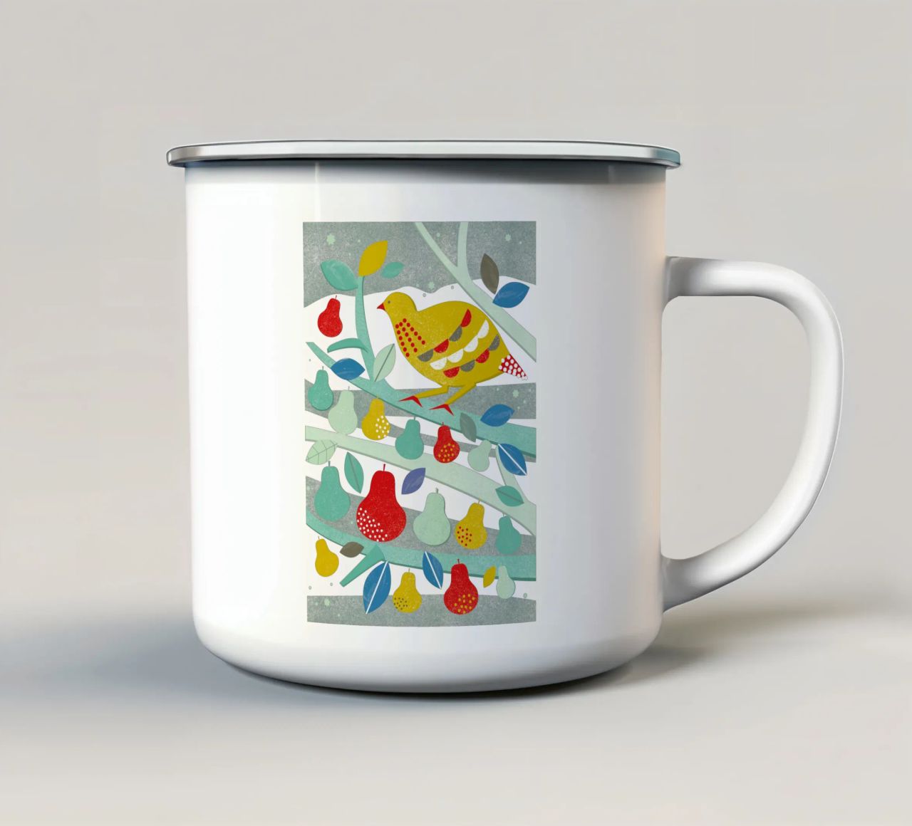Partridge In A Pear Tree tazza in smalto da Catherine Aguilar