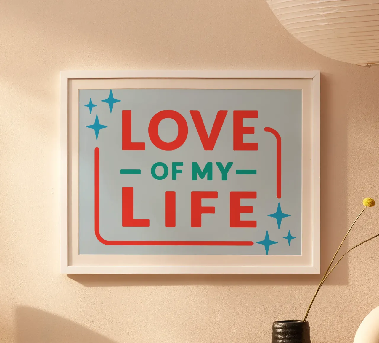 L'amore della mia vita poster con telaio in legno da Gunawan Rb