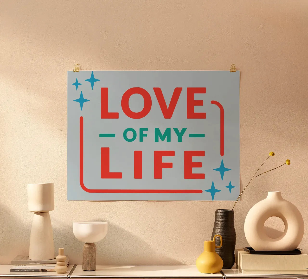 L'amore della mia vita poster con telaio in legno da Gunawan Rb
