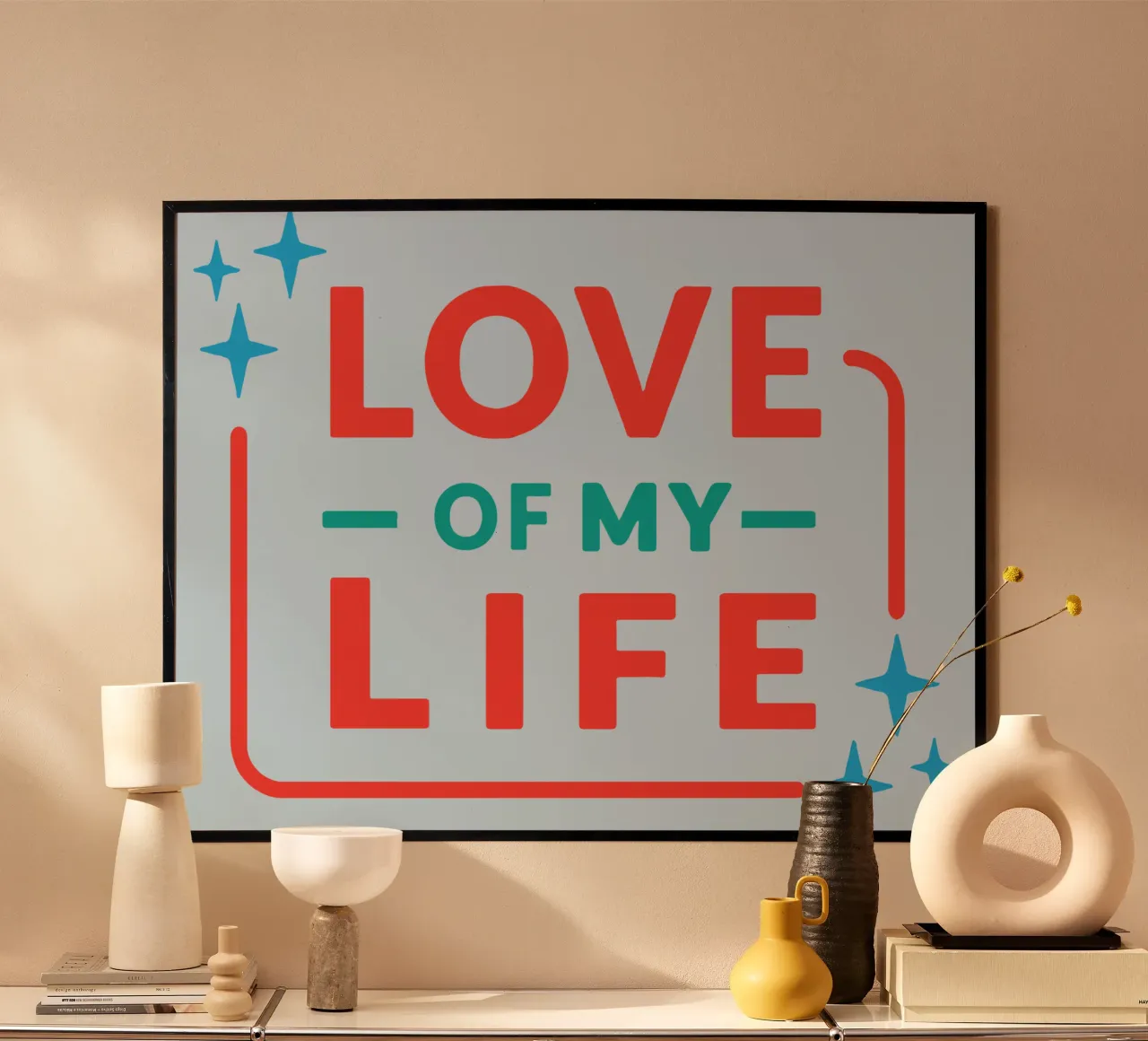 L'amore della mia vita poster con telaio in legno da Gunawan Rb