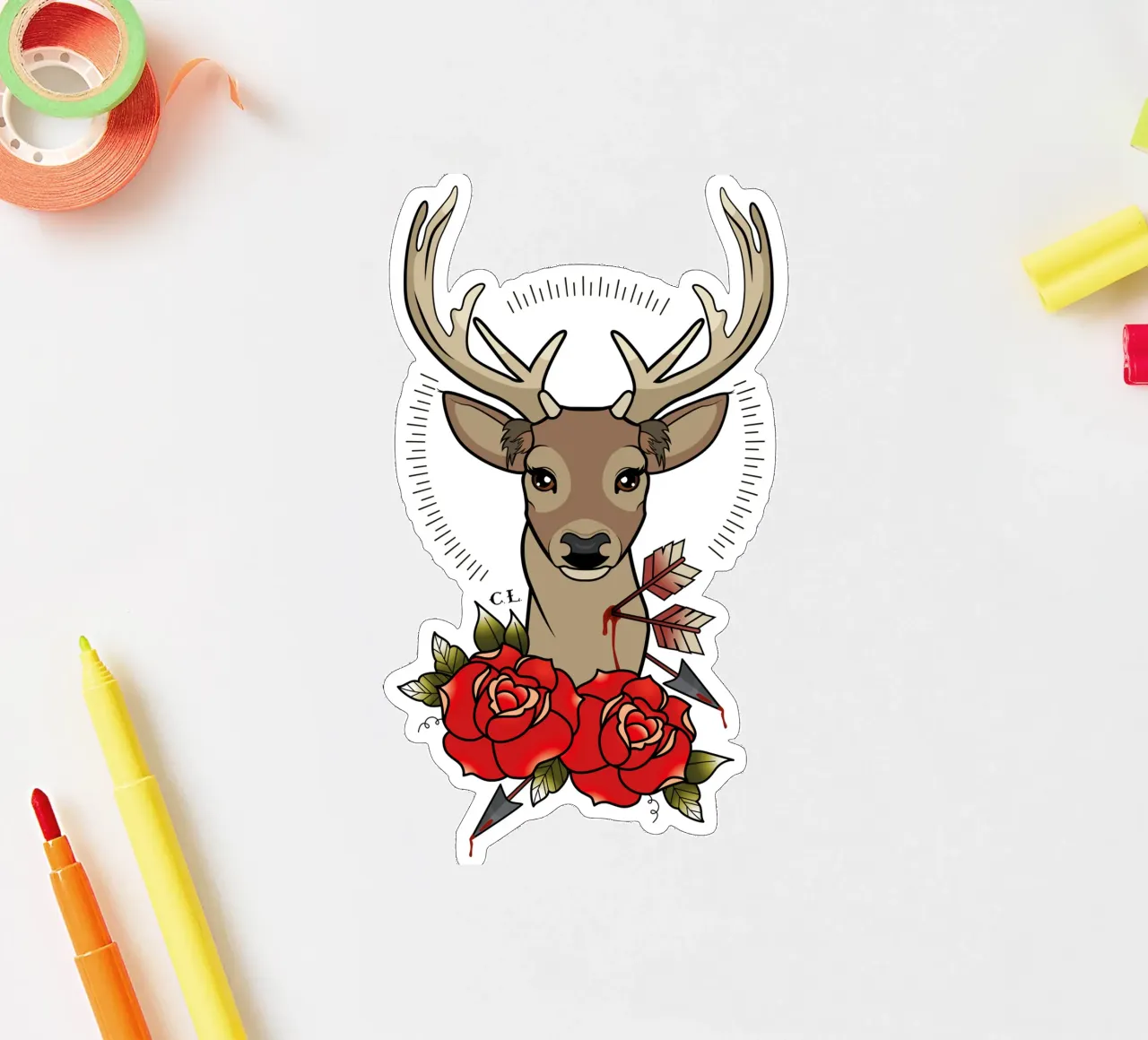 Deer sticker van Killer Wolf