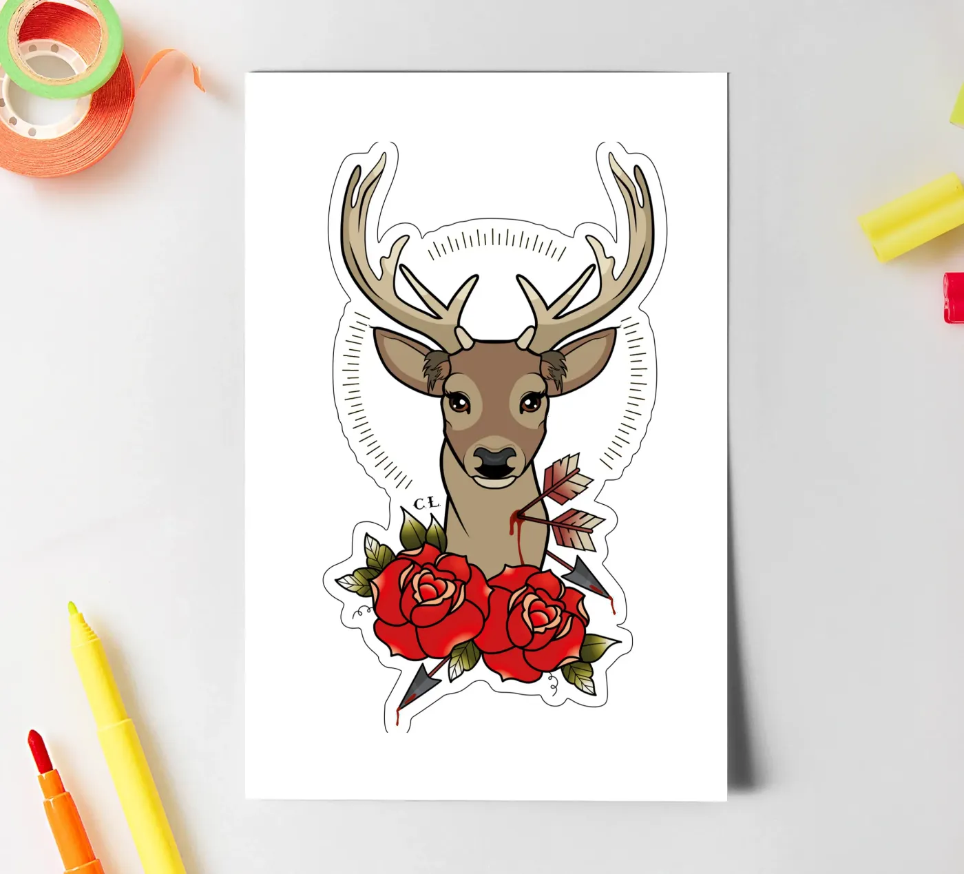 Deer stickervel van Killer Wolf