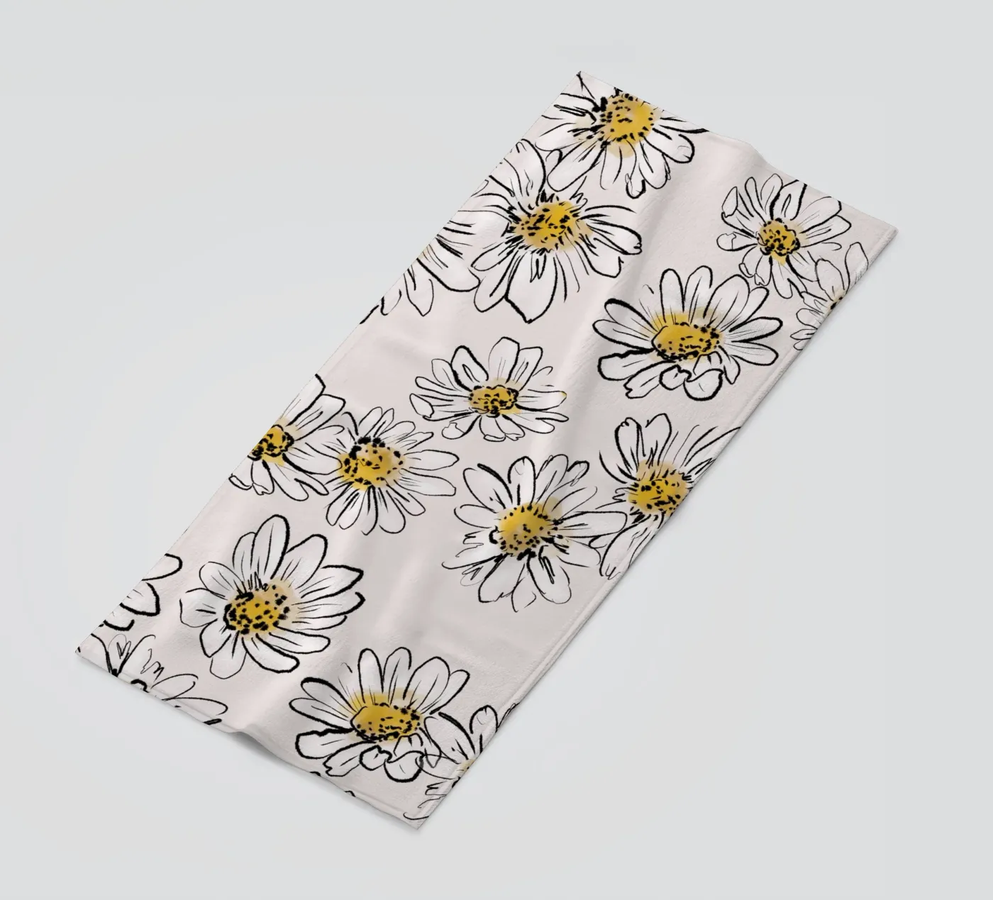 Daisies Flowers Pink pattern telo mare da anisillustration