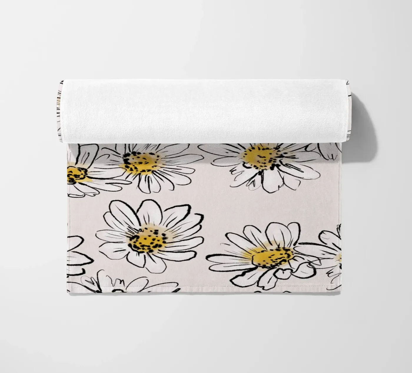 Daisies Flowers Pink pattern telo mare da anisillustration