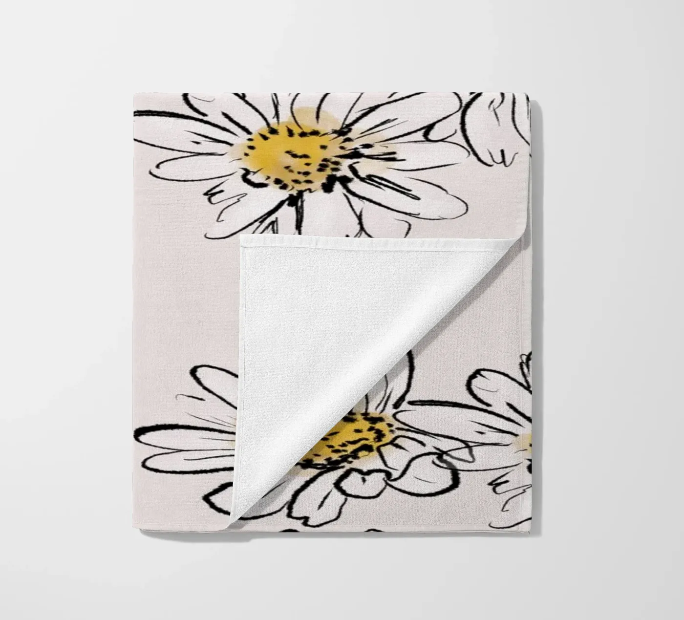 Daisies Flowers Pink pattern telo mare da anisillustration