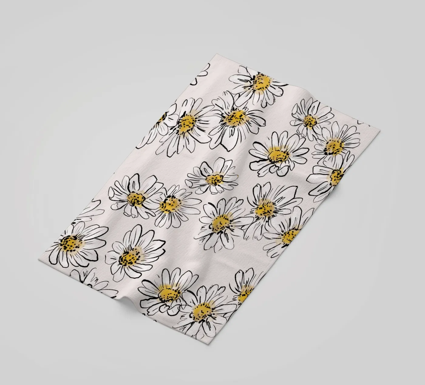 Daisies Flowers Pink pattern telo mare da anisillustration
