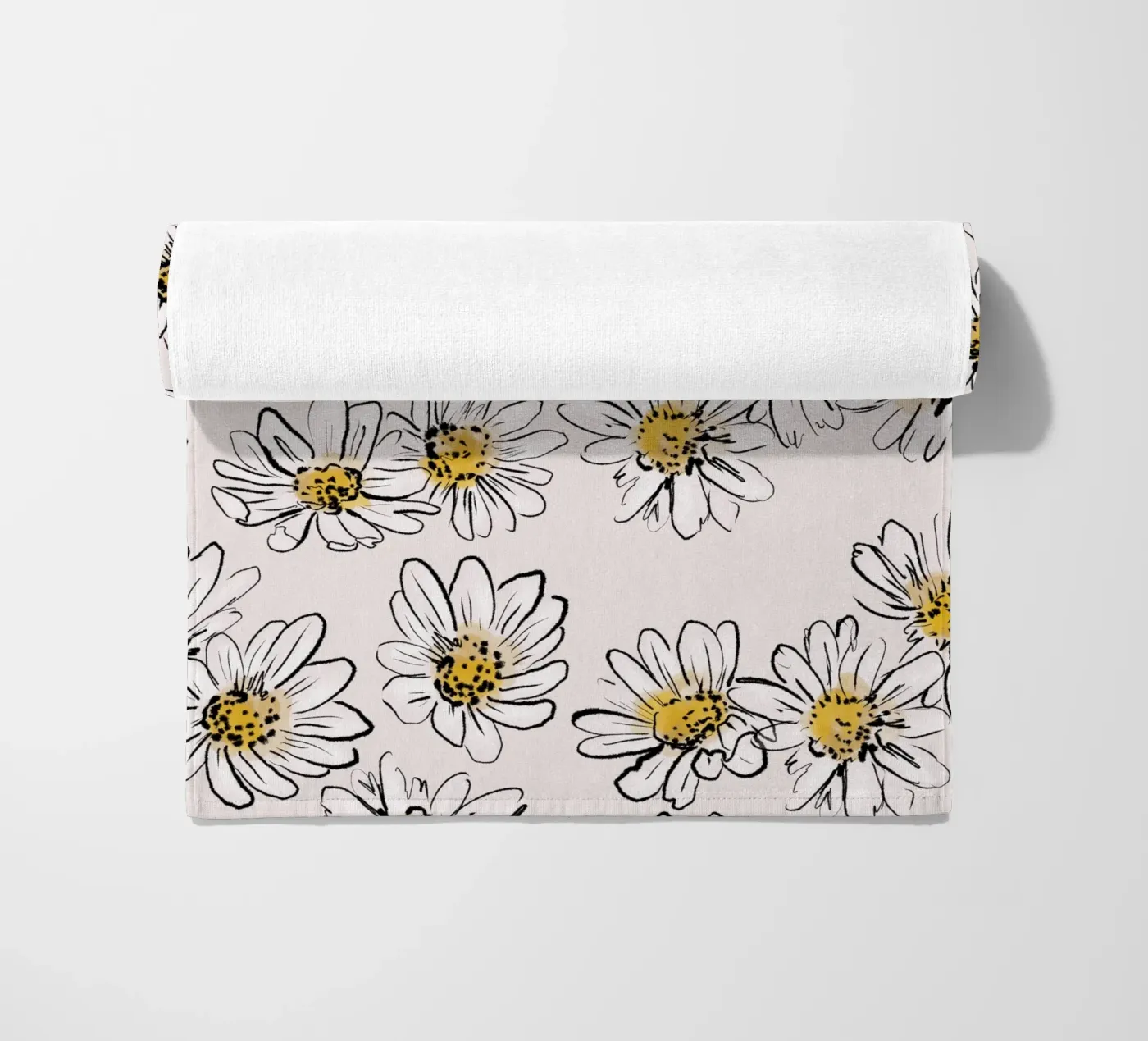 Daisies Flowers Pink pattern telo mare da anisillustration