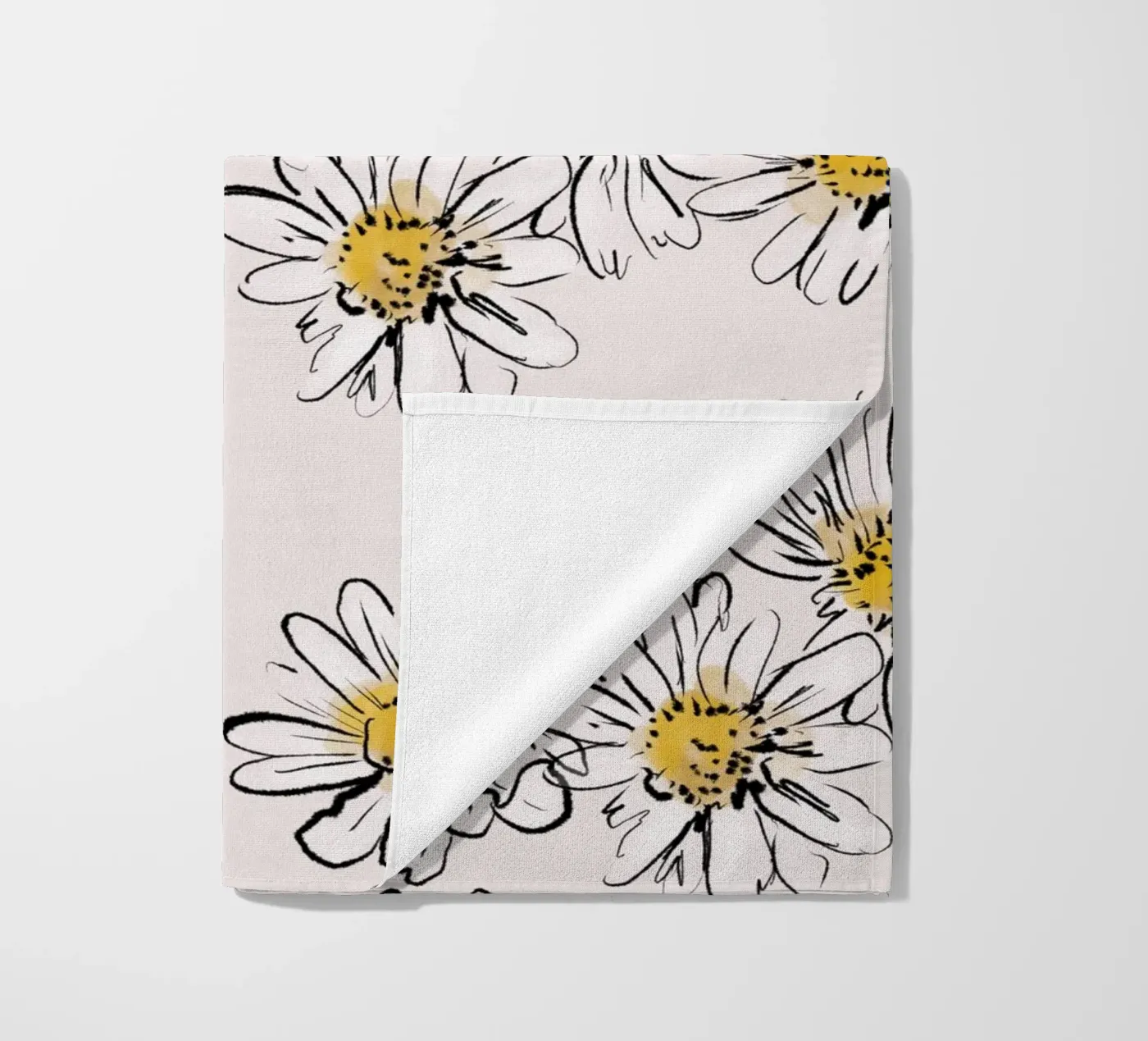 Daisies Flowers Pink pattern telo mare da anisillustration