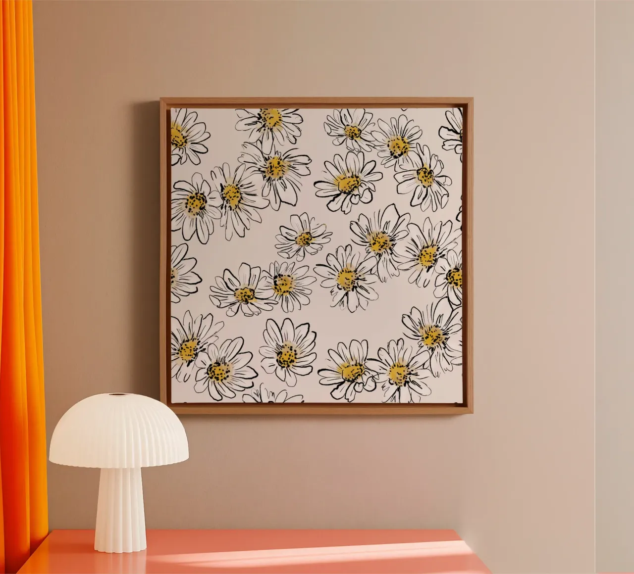 Daisies Flowers Pink pattern canvas met Baklijst van anisillustration