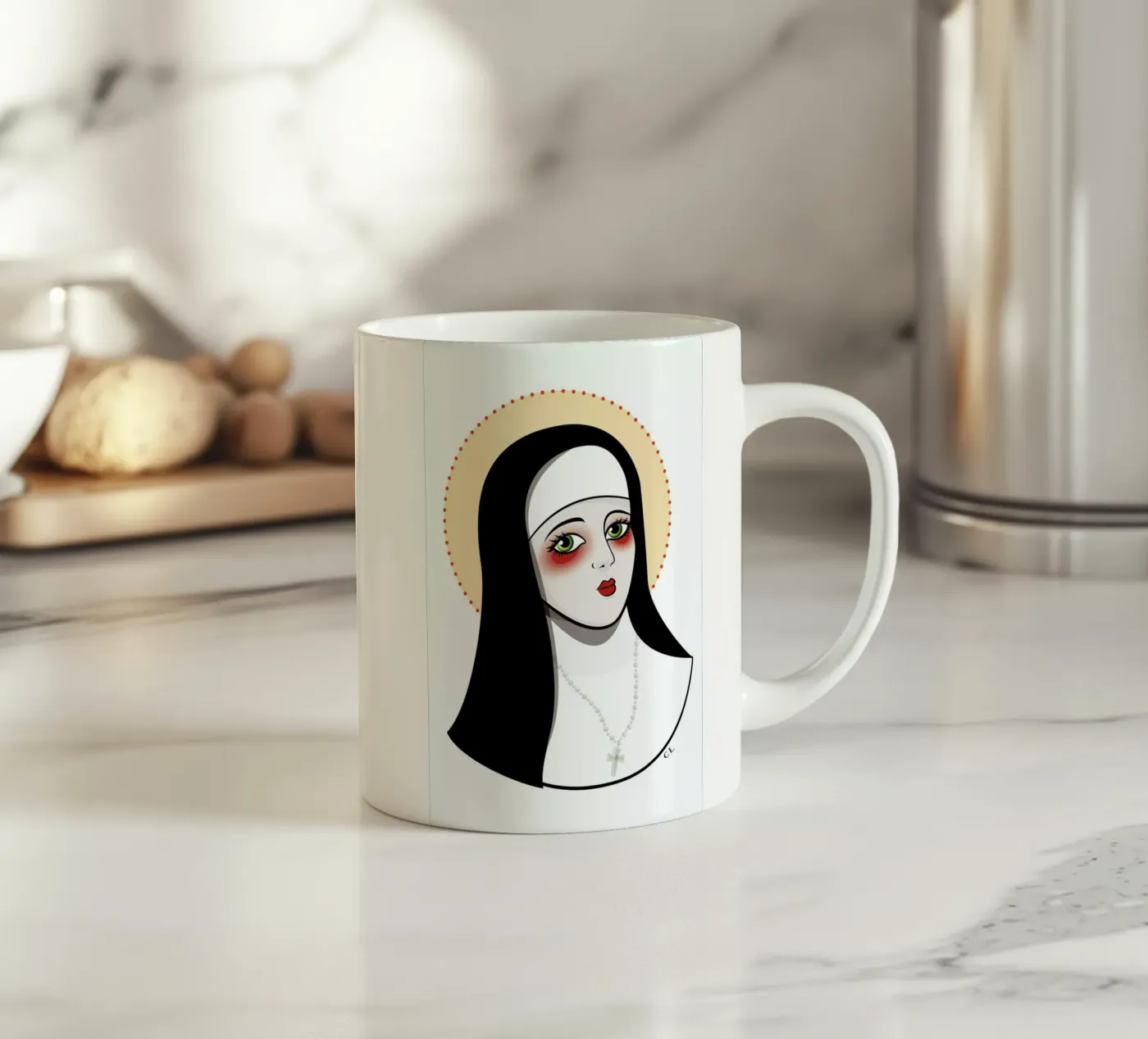 Nun ceramic mug by Killer Wolf