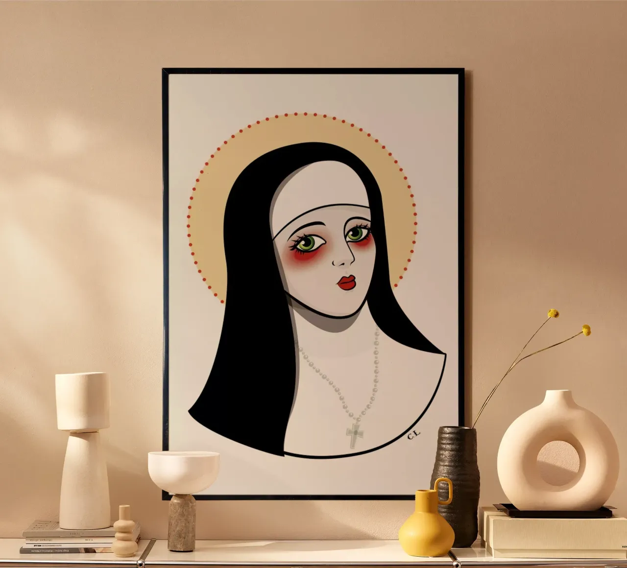 Nun poster con telaio in alluminio da Killer Wolf