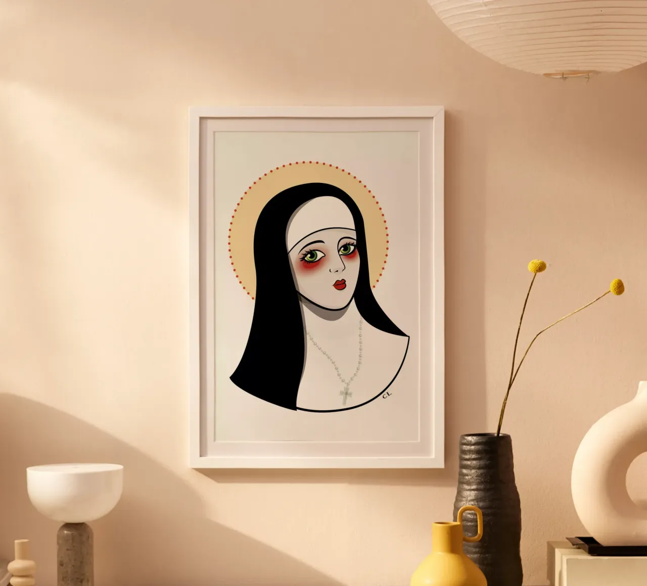 Nun poster con telaio in alluminio da Killer Wolf