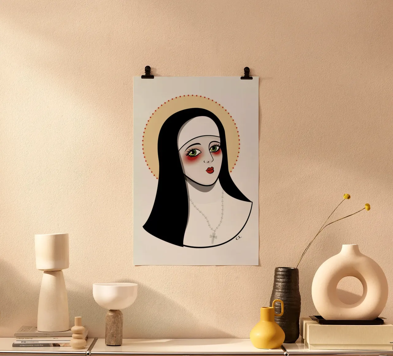 Nun poster con telaio in alluminio da Killer Wolf